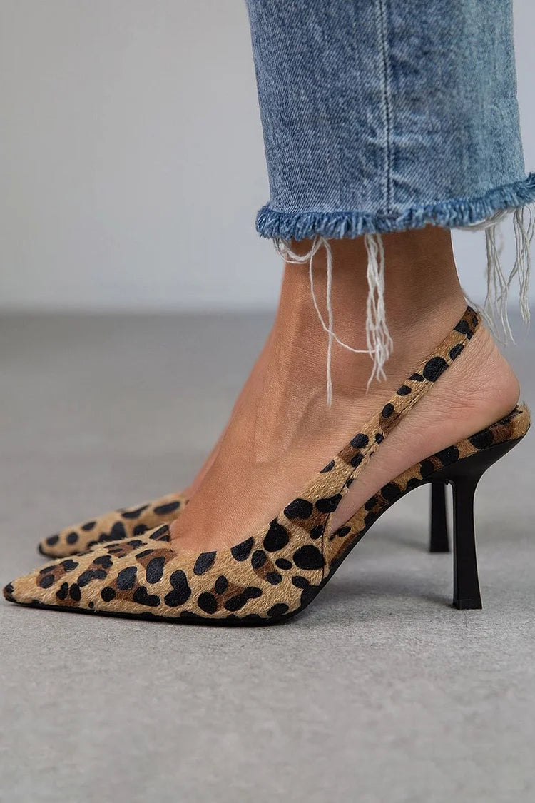 Slingback Heels for Women | Patterned Pointed Toe