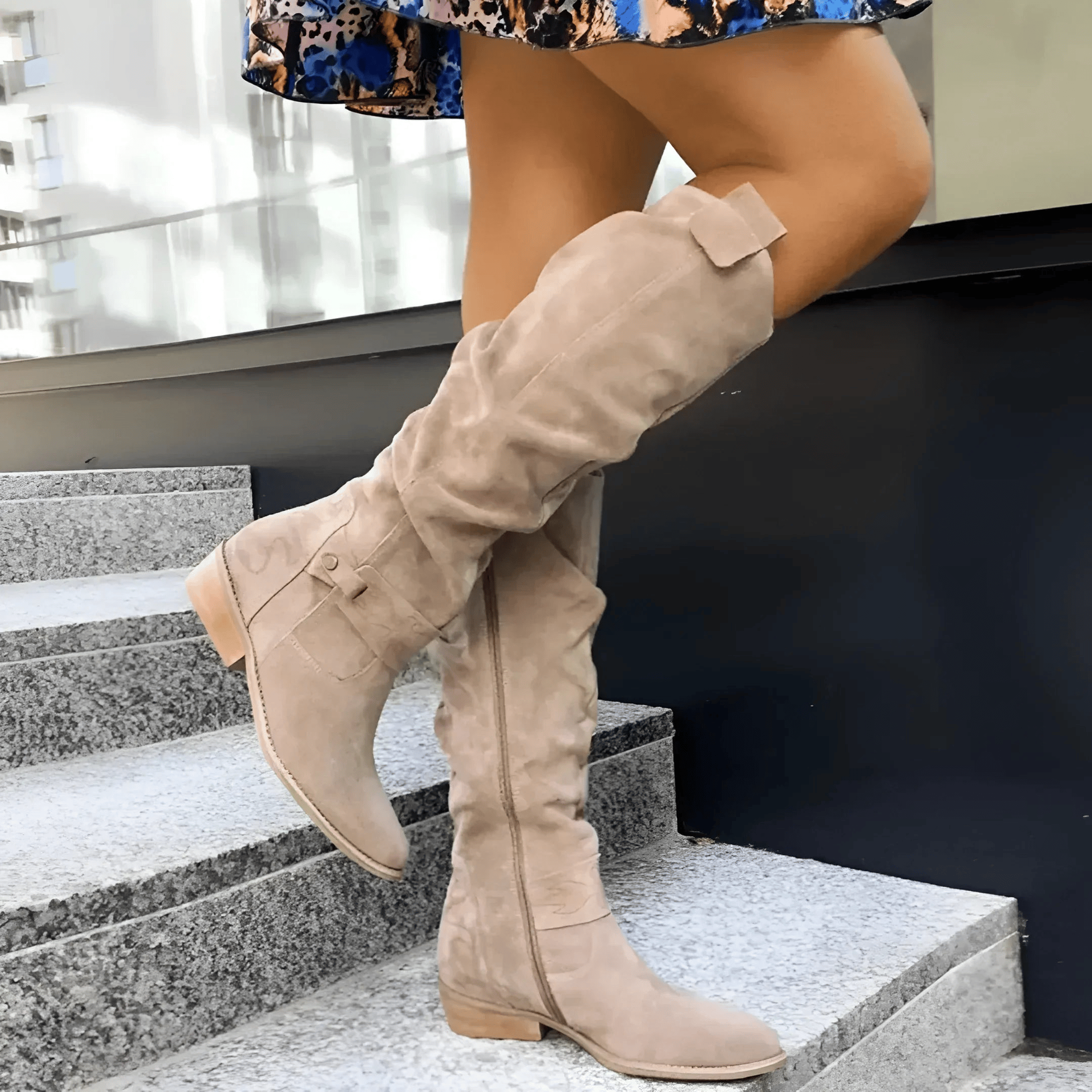 Knee-high Boots for Women | Block Heel Strap Detail
