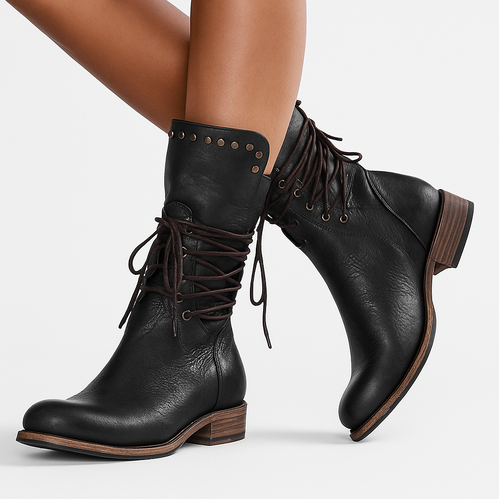Boots For Women | Ankle Height Lace-Up With Stud Detail