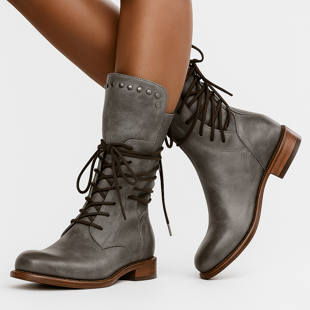 Boots For Women | Ankle Height Lace-Up With Stud Detail