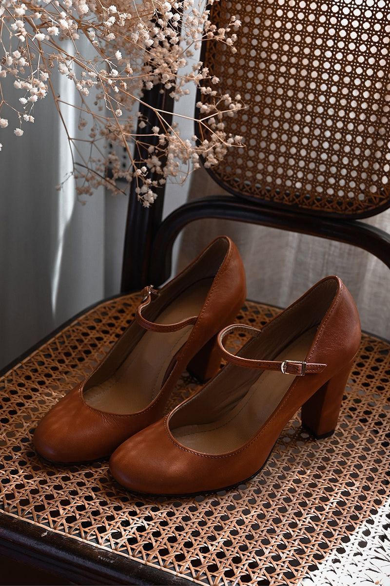 Mary Jane Shoes for Women |  Block Heel Rounded Toe
