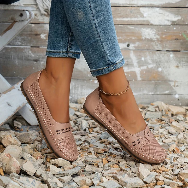 Loafers For Women | Perforated Closed Toe Slip-On
