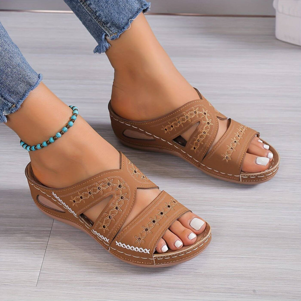 Sandals For Women | Open Toe Slip-On With Cutout Sides