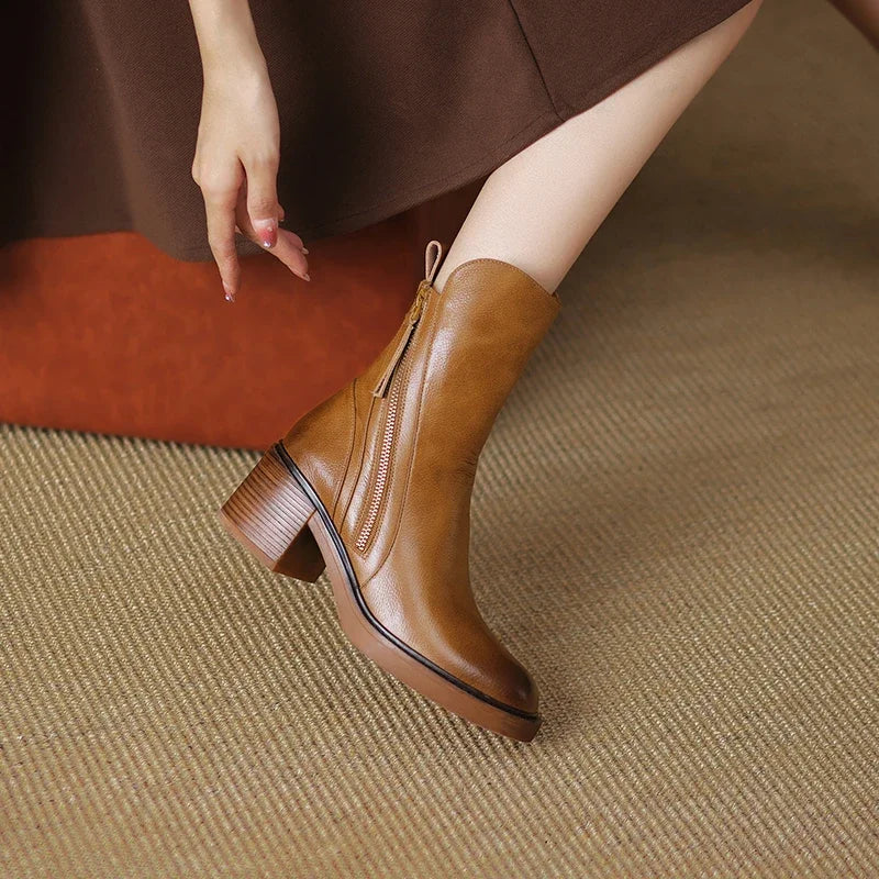 Boots for Women | Mid-Calf Side Zip Tassel