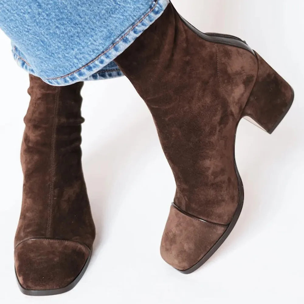 Boots For Women | Ankle Height Block Heel With Closed Toe