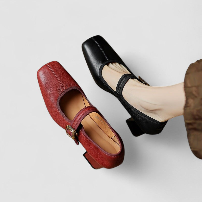 Block Heels For Women | Closed Toe Strap Detail