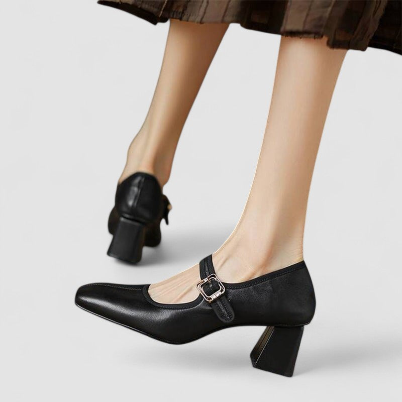 Block Heels For Women | Closed Toe Strap Detail