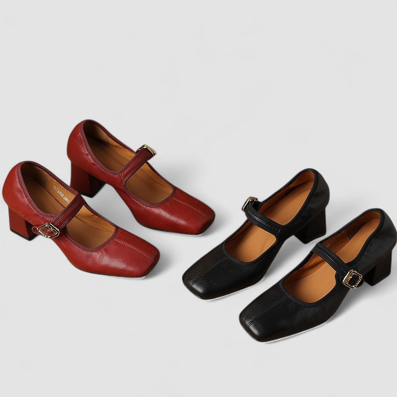 Block Heels For Women | Closed Toe Strap Detail