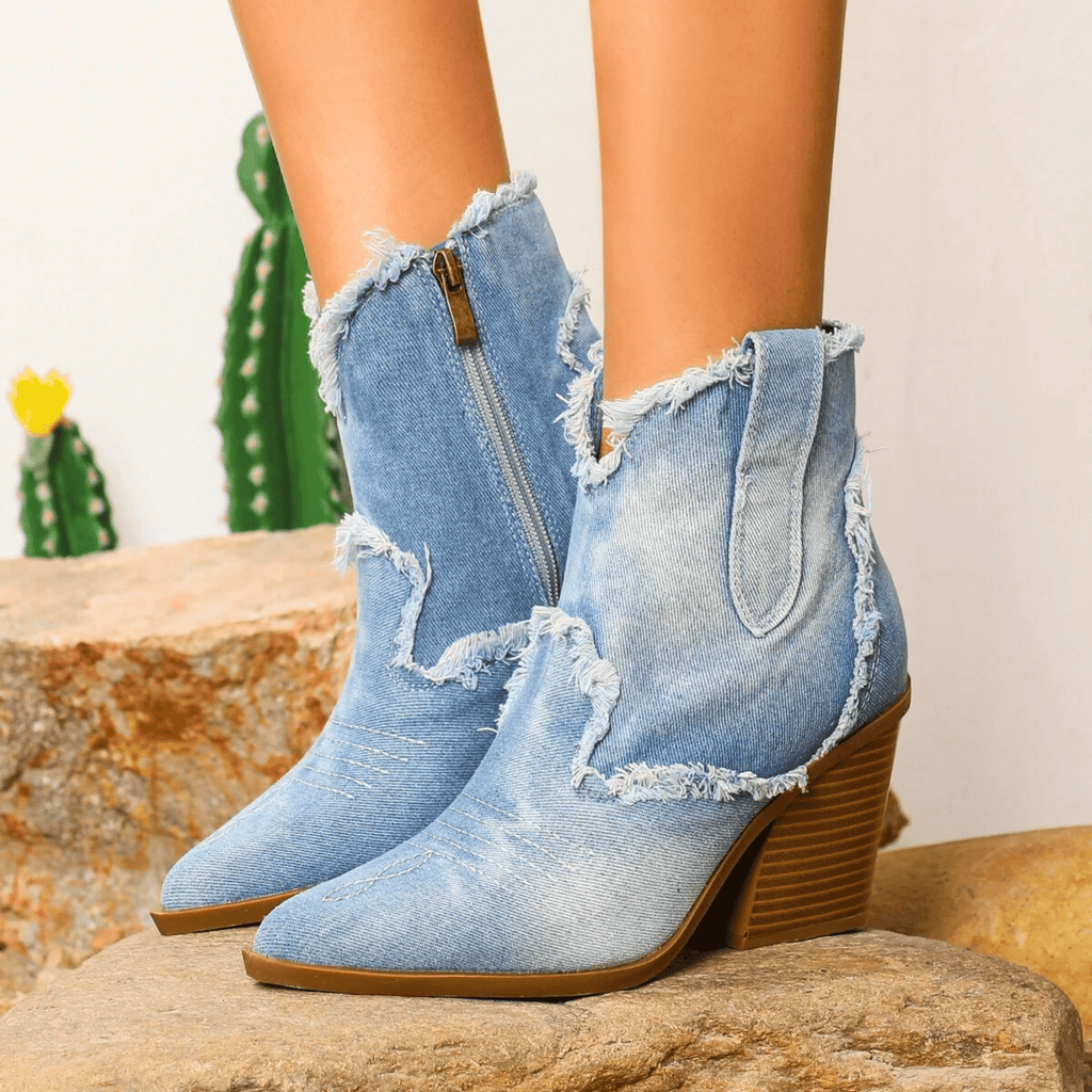 Boots For Women | Ankle Block Heel With Side Zip